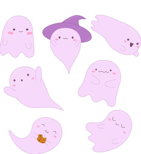 Premium Vector | A set of cute Halloween ghosts with different emotions ...