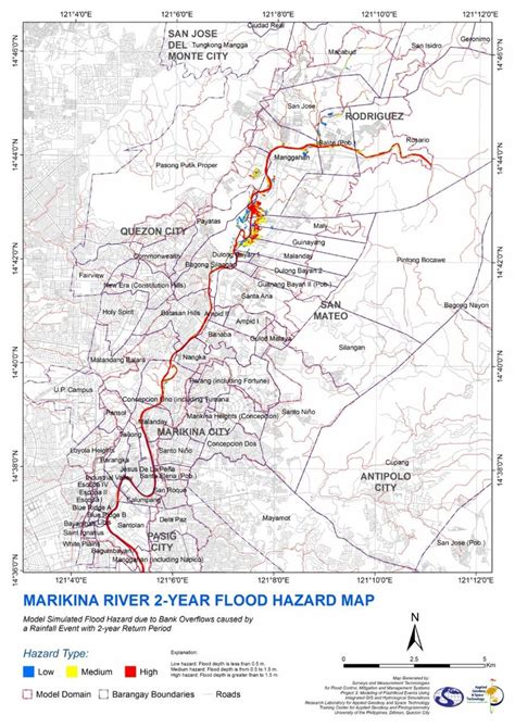 Simulated flood hazard map of Marikina River Basin for a 2-year... | Download Scientific Diagram