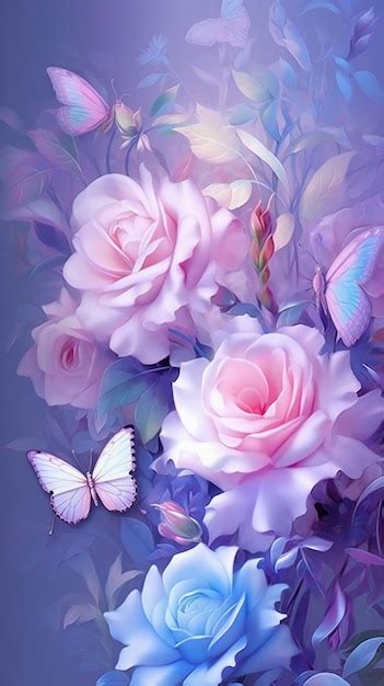 Premium AI Image | A beautiful pink roses with a butterfly on the right side.