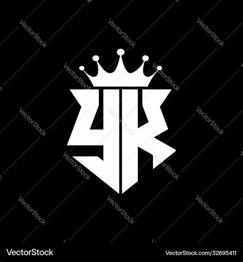 Yk logo monogram shield shape with crown design Vector Image