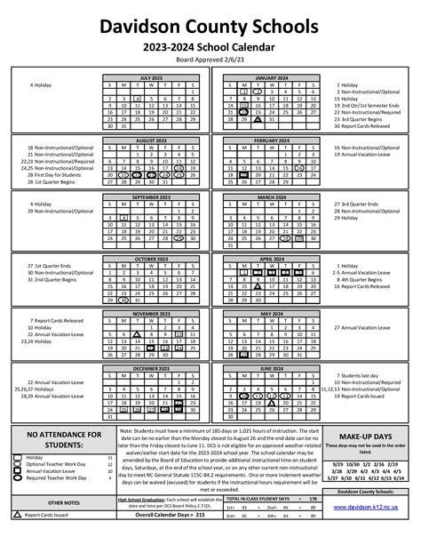 Davidson County Schools Calendar 2024-2025 (North Carolina)