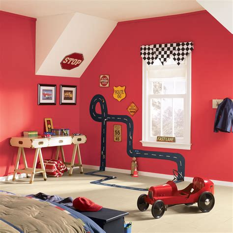 Primary colors are terrific for kids' rooms. Here, a true red is just ...