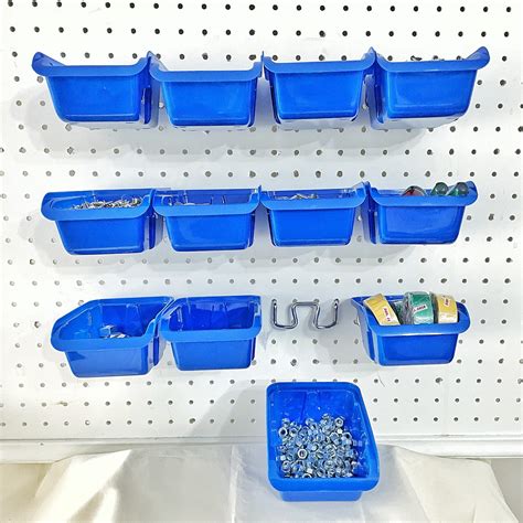 Buy Removable Pegboard Bins with Hooks 12 Peg Board Wall Mounted Storage Bins for Garage ...