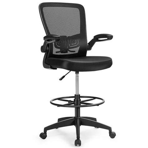 Costway Tall Office Chair Adjustable Height W/lumbar Support Flip Up ...