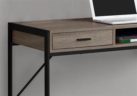 Classic Taupe & Black Metal Office Desk - OfficeDesk.com