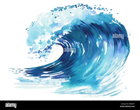 Sea wave. Abstract watercolor hand drawn illustration, Isolated on ...