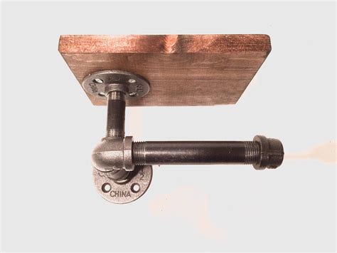 Industrial Pipe Toilet Paper Holder with shelf