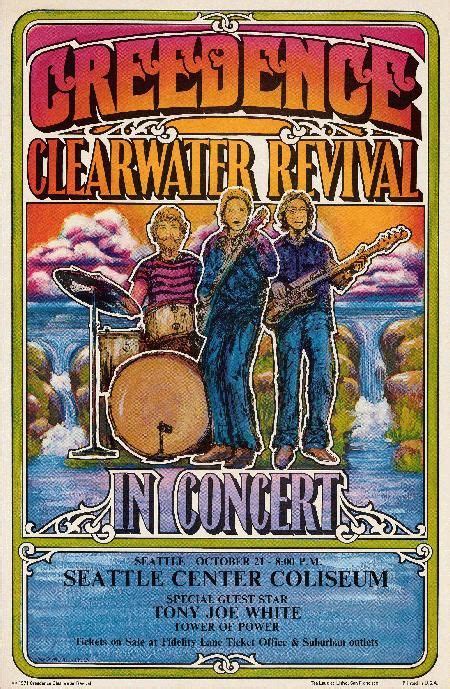 Original concert poster for Creedence Clearwater Revival in Seattle in 1971. 14x21.5 inches on ...