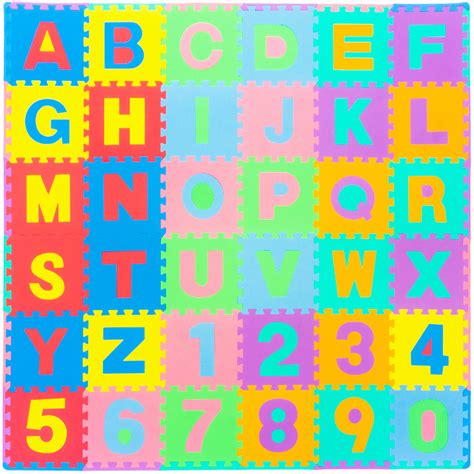 ProSource Kids Puzzle Alphabet, Numbers, 36 Tiles and Edges Play Mat ...