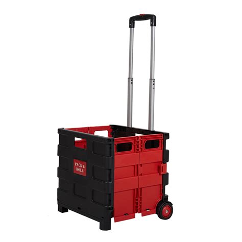 KARMAS PRODUCT Collapsible Rolling Crate Transit Utility Cart Foldable Grocey Cart with Wheels ...