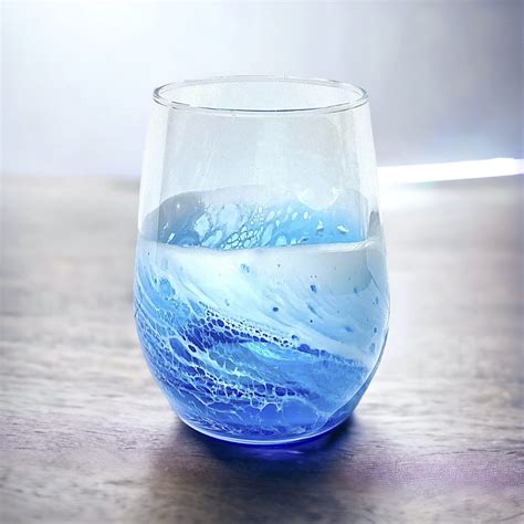 Blue Ocean Stemless Wine Glass - Wandering Soul Designs