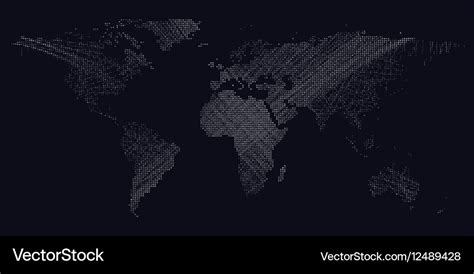 Dark background with white color dotted world map Vector Image