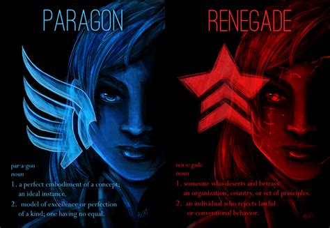 Mass Effect: Paragon or Renegade by FlockofFlamingos on DeviantArt