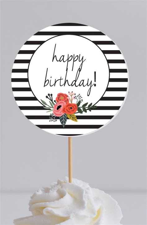 FREE black and white cupcake toppers printables | Shabby Mint Chic Party