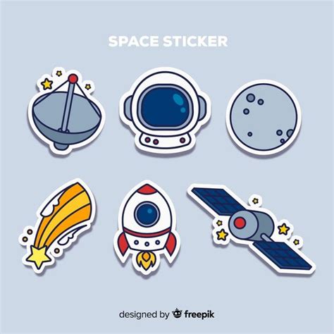 Premium Vector | Set of space stickers in hand drawn | Aesthetic ...