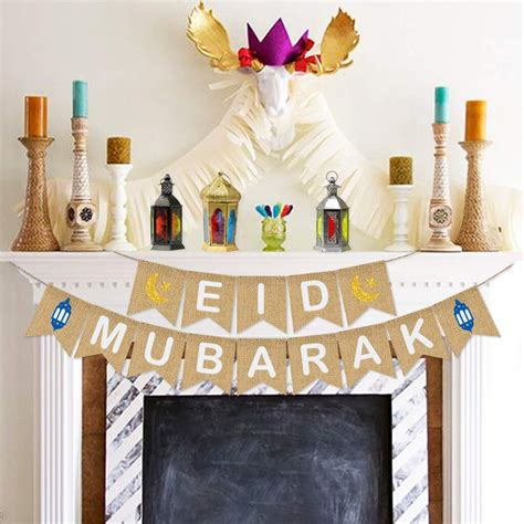 Eid Mubarak Banner Burlap – Eid Mubarak Decoration – Eid Decorations