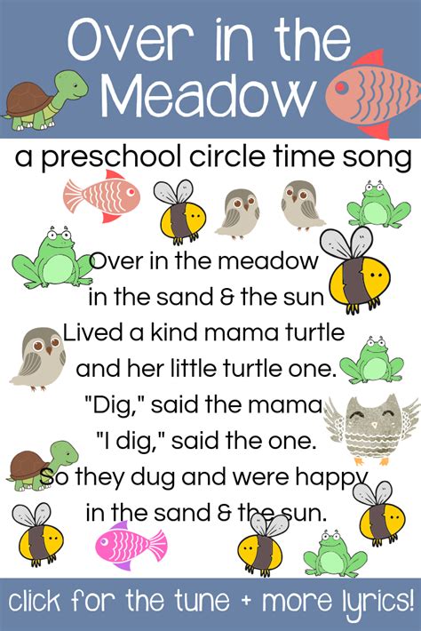 Over in the Meadow Preschool Song | Preschool songs, Early childhood curriculums, Circle time songs