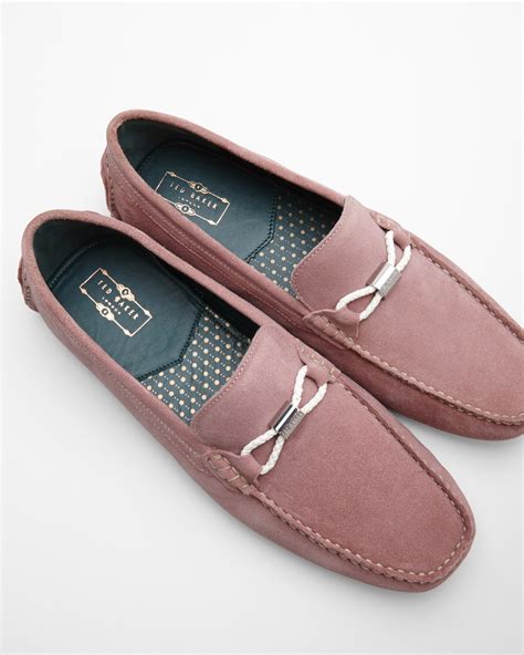 Lyst - Ted Baker Braided Trim Suede Driving Loafers in Pink for Men