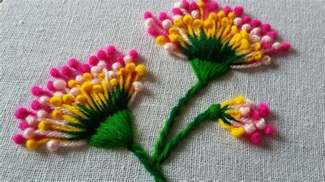 Hand embroidery of flowers with polan stitch | 38 | - YouTube