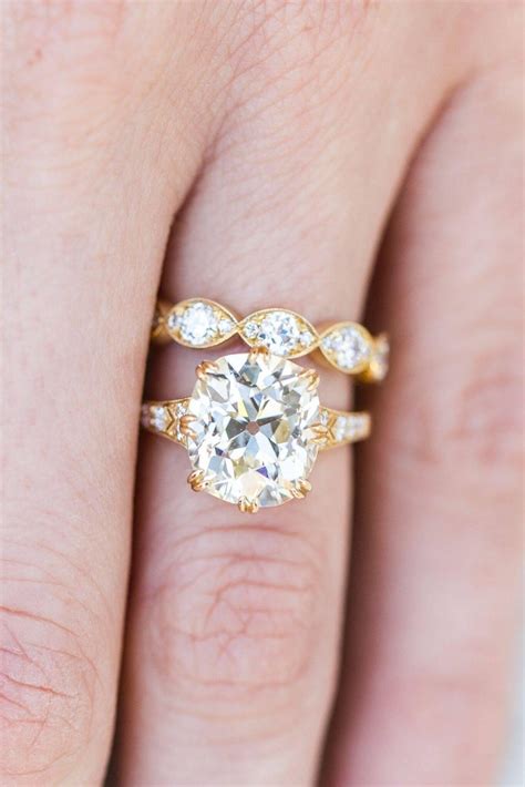 Vintage Cushion Cut Engagement Ring at 1stDibs