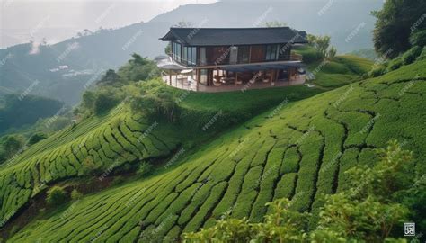 The tea plantation at the tea plantation | Premium AI-generated image