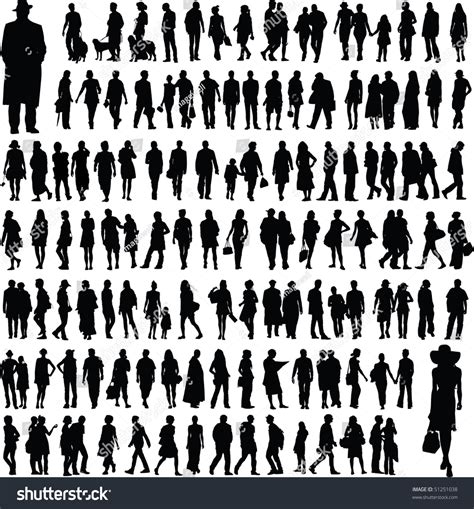 Collection Of People Silhouettes Stock Vector Illustration 51251038 : Shutterstock