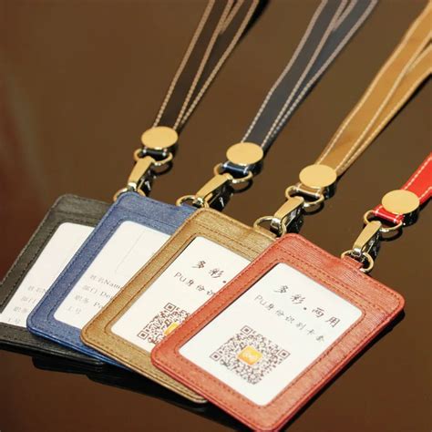 staff card IC card holder badge lanyard PU fashion ID holder passport ...