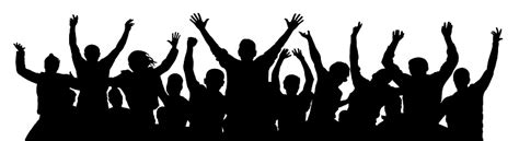 Crowd Of Fun People A Young Group Of People Raised Their Hands Up Silhouette Of Vecton ...