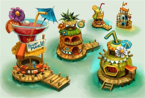 Beach Island Buildings by anacathie on DeviantArt | Game concept art, Cartoon building ...