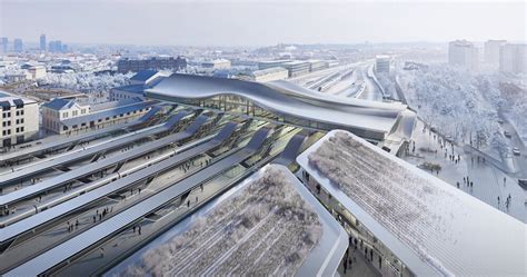 a fluid new railway station is designed for vilnius by zaha hadid ...