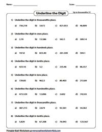 Identifying Decimal Place Value Worksheets - Worksheets Printable Free