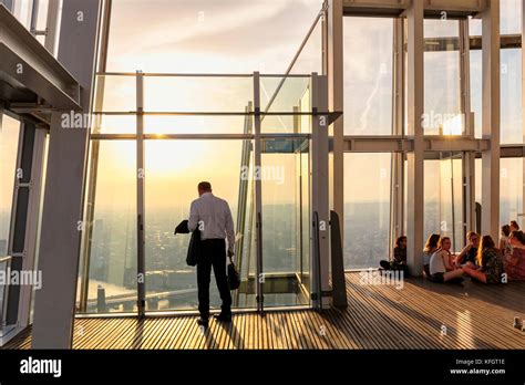 People at The Shard viewing platform at sunset in London Stock Photo - Alamy