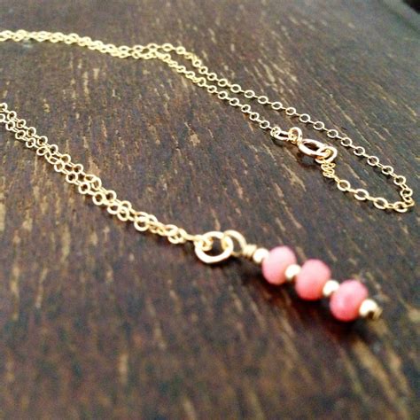 Pink Coral Necklace Gold Chain Jewelry Pendant Jewellery Gemstone Dainty - Etsy