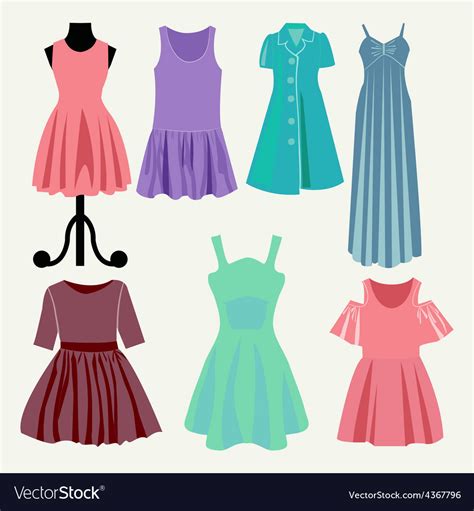 Dress For Women Female Textile Flat Design Vector Image | vlr.eng.br