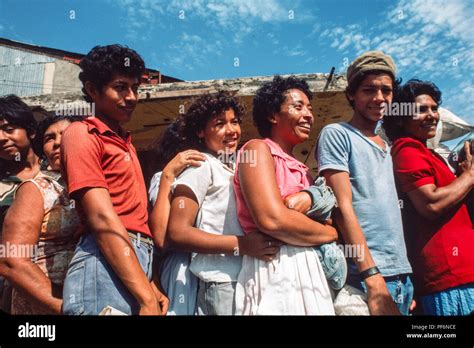 Managua, Nicaragua, June 1986. People queuing to receive food coupons ...