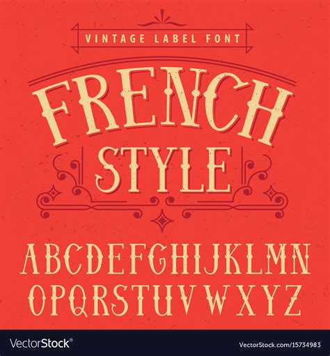 French style label font poster Royalty Free Vector Image