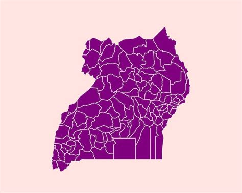 Premium Vector | Modern velvet violet color high detailed border map of uganda isolated on pink