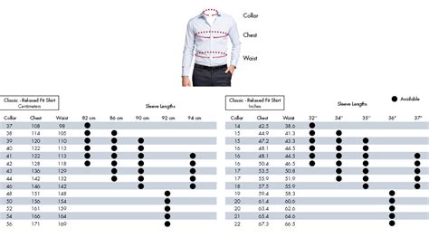 Van Heusen Aviator Size Chart