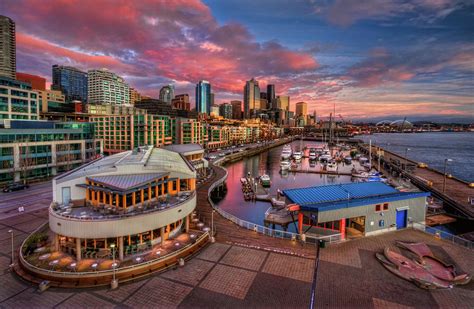 Seattle Waterfront At Sunset by Photo By David R Irons Jr