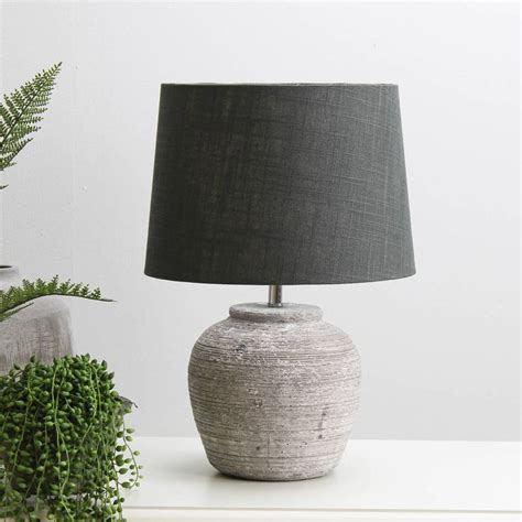 Grey Stone Effect Table Lamp With Shade This table lamp is the perfect size light for your ...