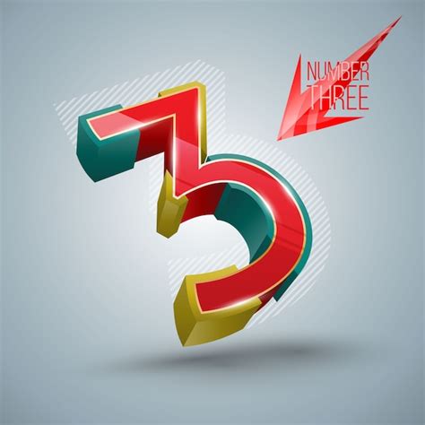 Premium Vector | Vector number three 3d style