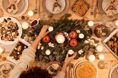 Top View of Table Set-Up for Christmas Dinner · Free Stock Photo