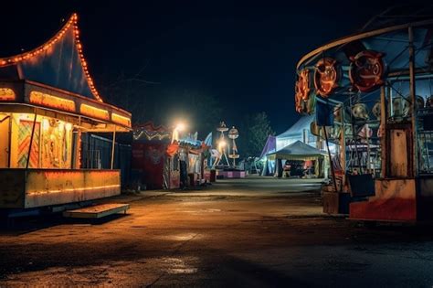 Premium AI Image | a creepy abandoned carnival at night AI generated