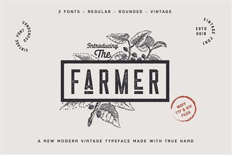 The Farmer Font - Condensed Typeface | Rustic logo design, Vintage logo ...