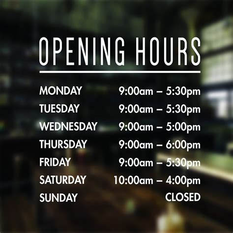 Custom Opening Hours Sign Opening Times Sticker For Your Business