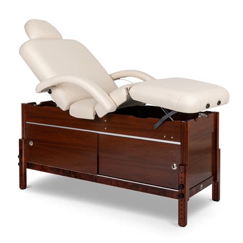 Sanctuary Adjustable Deluxe Massage Table in Beige with Cherry Base ...