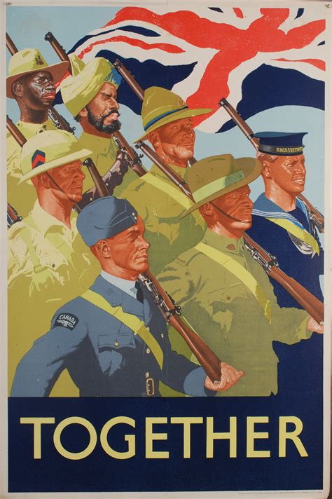 'TOGETHER' WWII propaganda poster Printed for H.M.Stationery Office by Lowe & Brydone Printers L