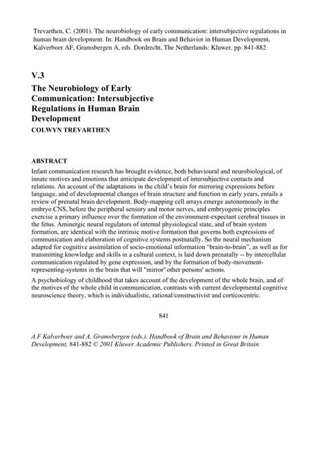 (PDF) The neurobiology of early communication: Intersubjective regulations in human brain ...