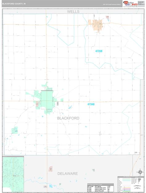 Blackford County, IN Wall Map Premium Style by MarketMAPS