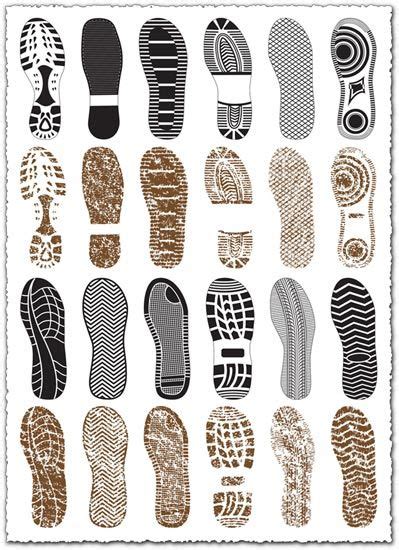 Footwear shoe prints vectors | Shoe print art, Shoe print, Sole shoes design